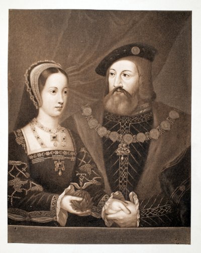 Mary Tudor en Charles Brandon, Hertog van Suffolk, ca. 1515, uitgegeven 1902 door Jan Gossaert
